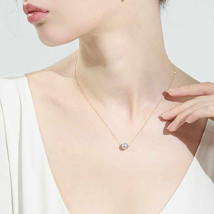 18K Solid Gold Akoya Madama Pearl Necklace KN00189 - PEARLY LUSTRE