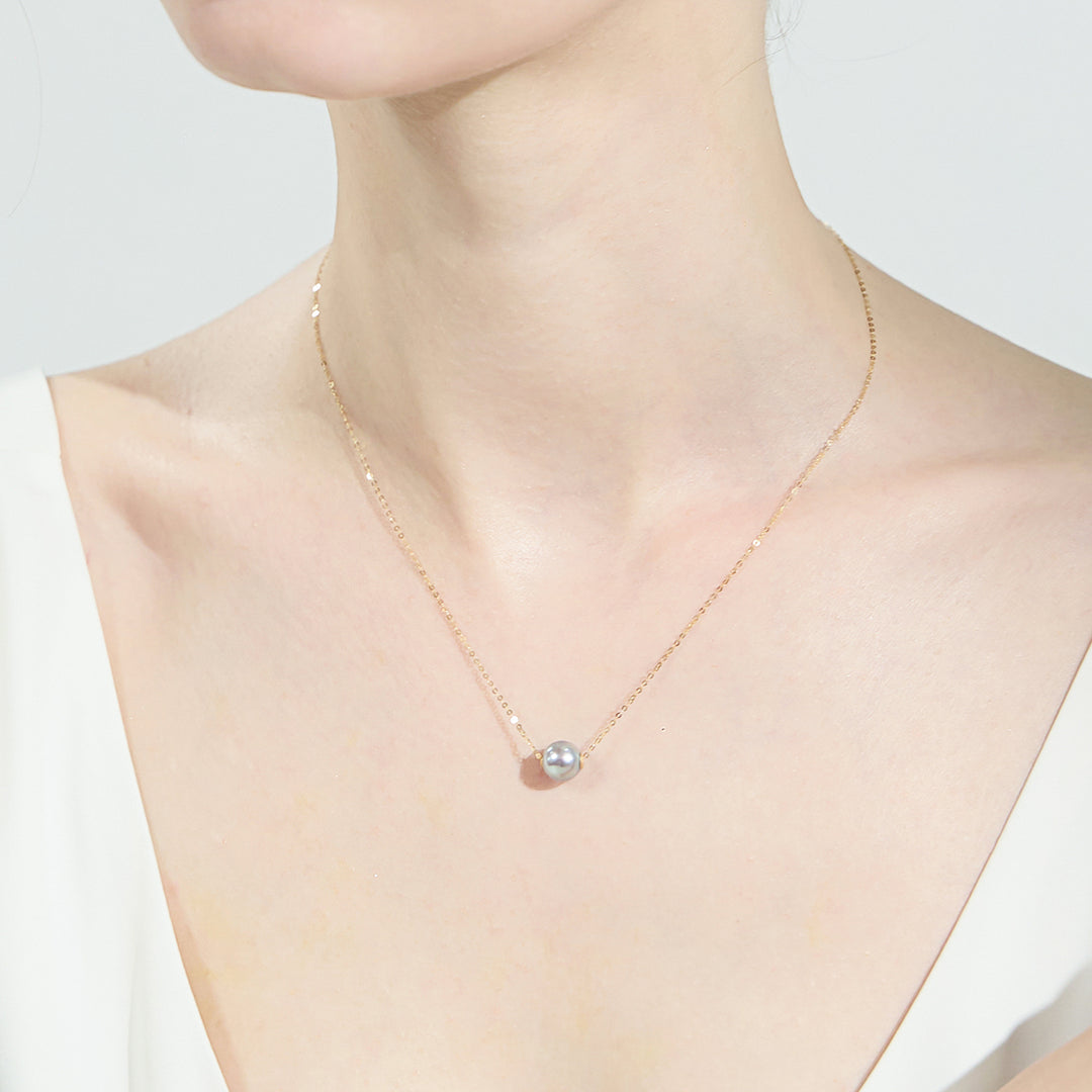 18K Solid Gold Akoya Madama Pearl Necklace KN00189 - PEARLY LUSTRE