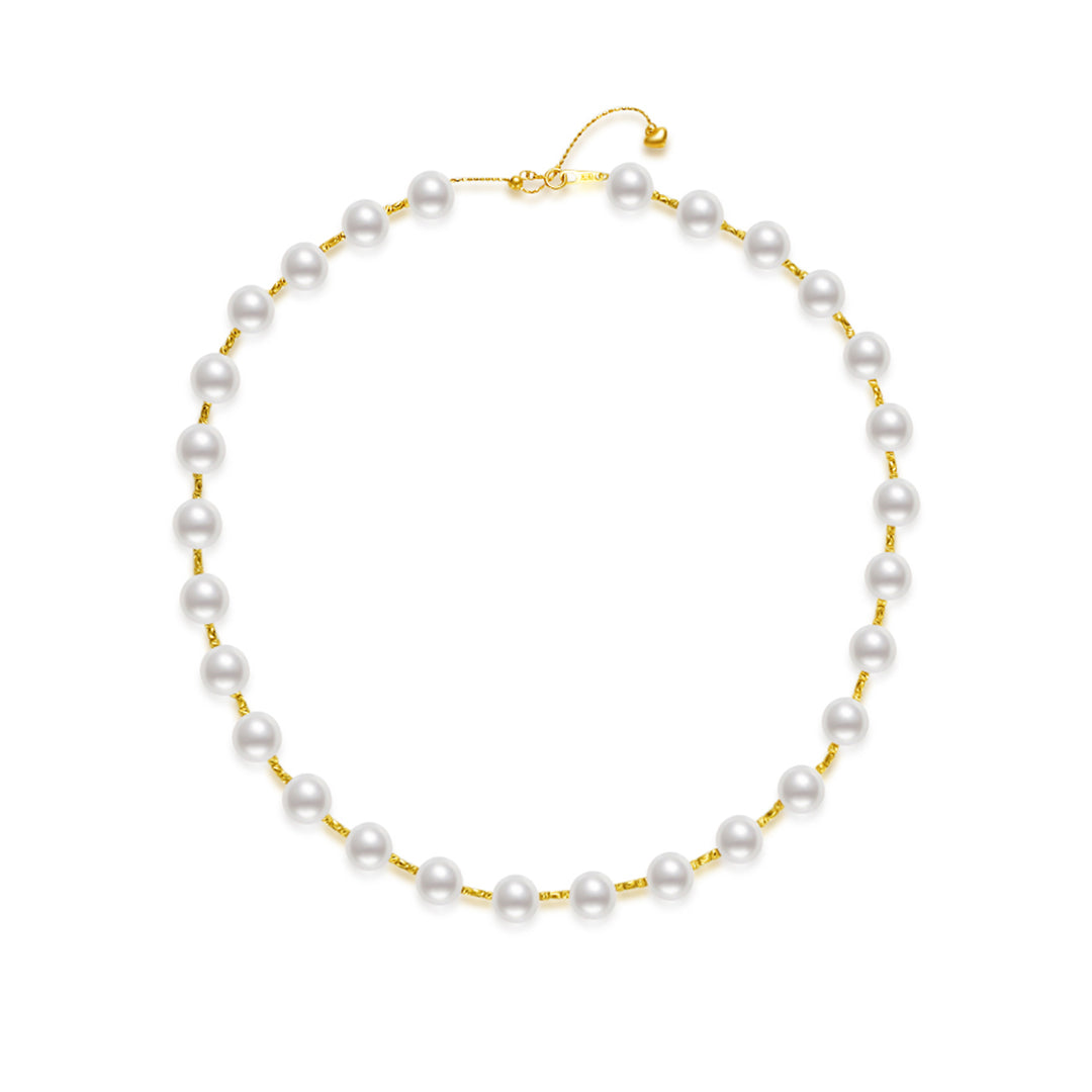 18k Gold Top Lustre Aurora Akoya Pearl Necklace KN00190 - PEARLY LUSTRE