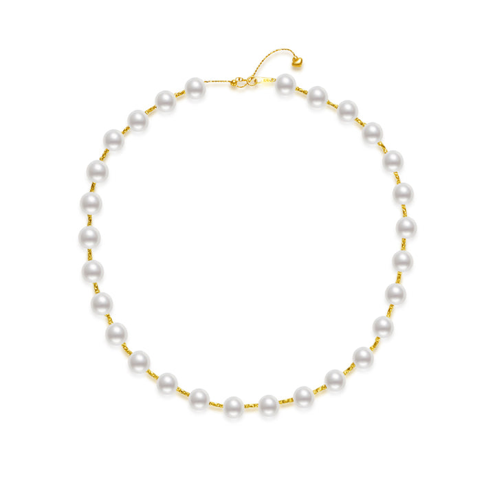 18k Gold Top Lustre Aurora Akoya Pearl Necklace KN00190 - PEARLY LUSTRE
