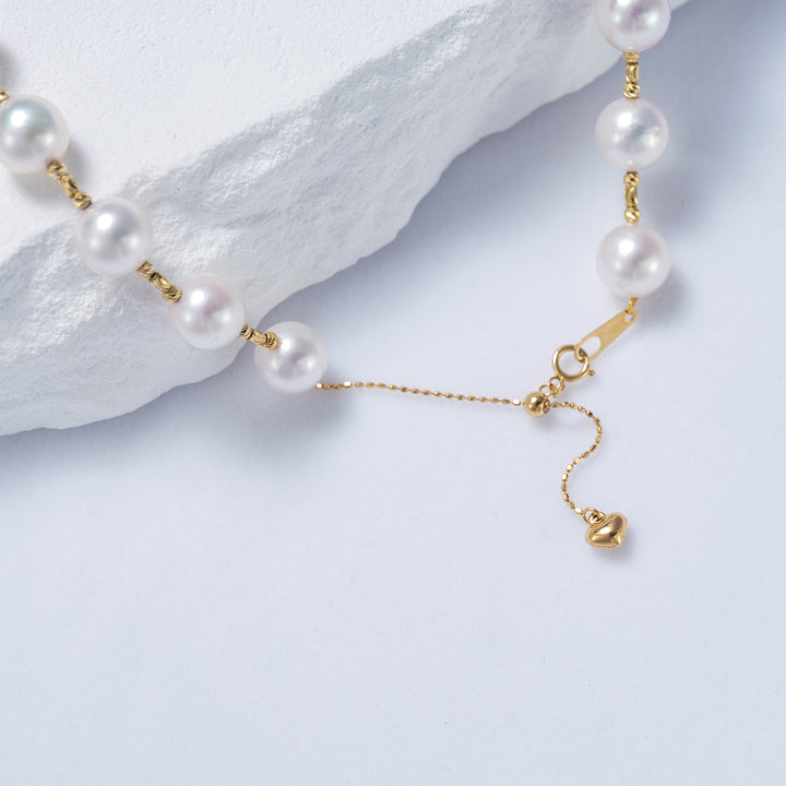18k Gold Top Lustre Aurora Akoya Pearl Necklace KN00190 - PEARLY LUSTRE