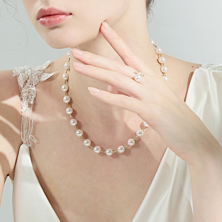 18k Gold Top Lustre Aurora Akoya Pearl Necklace KN00190 - PEARLY LUSTRE