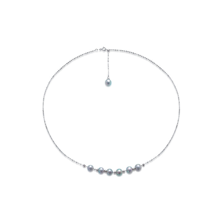 18K Solid Gold Silver Blue Akoya Pearl Necklace KN00194 - PEARLY LUSTRE