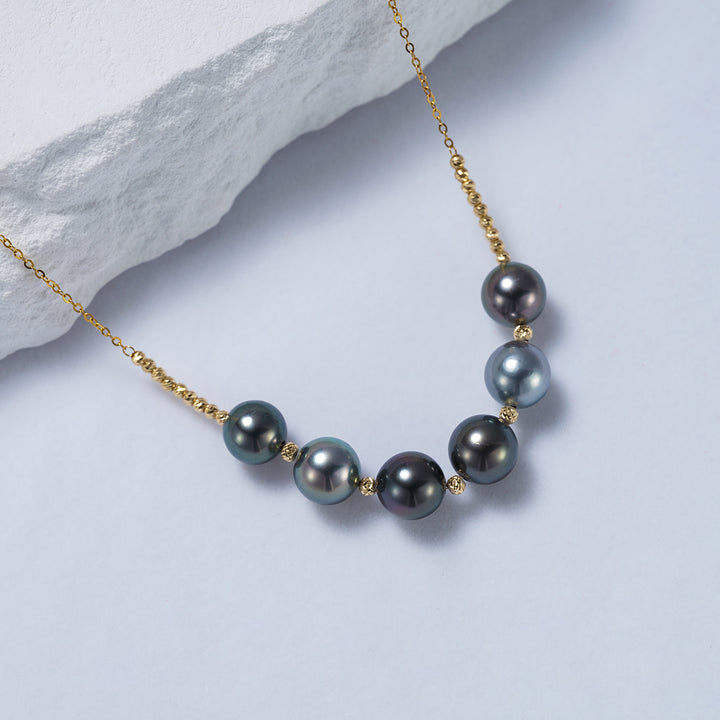 18k Solid Gold Tahitian Pearl Necklace KN00195 - PEARLY LUSTRE