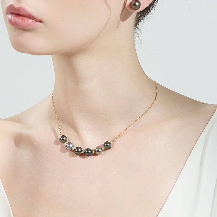 18k Solid Gold Tahitian Pearl Necklace KN00195 - PEARLY LUSTRE