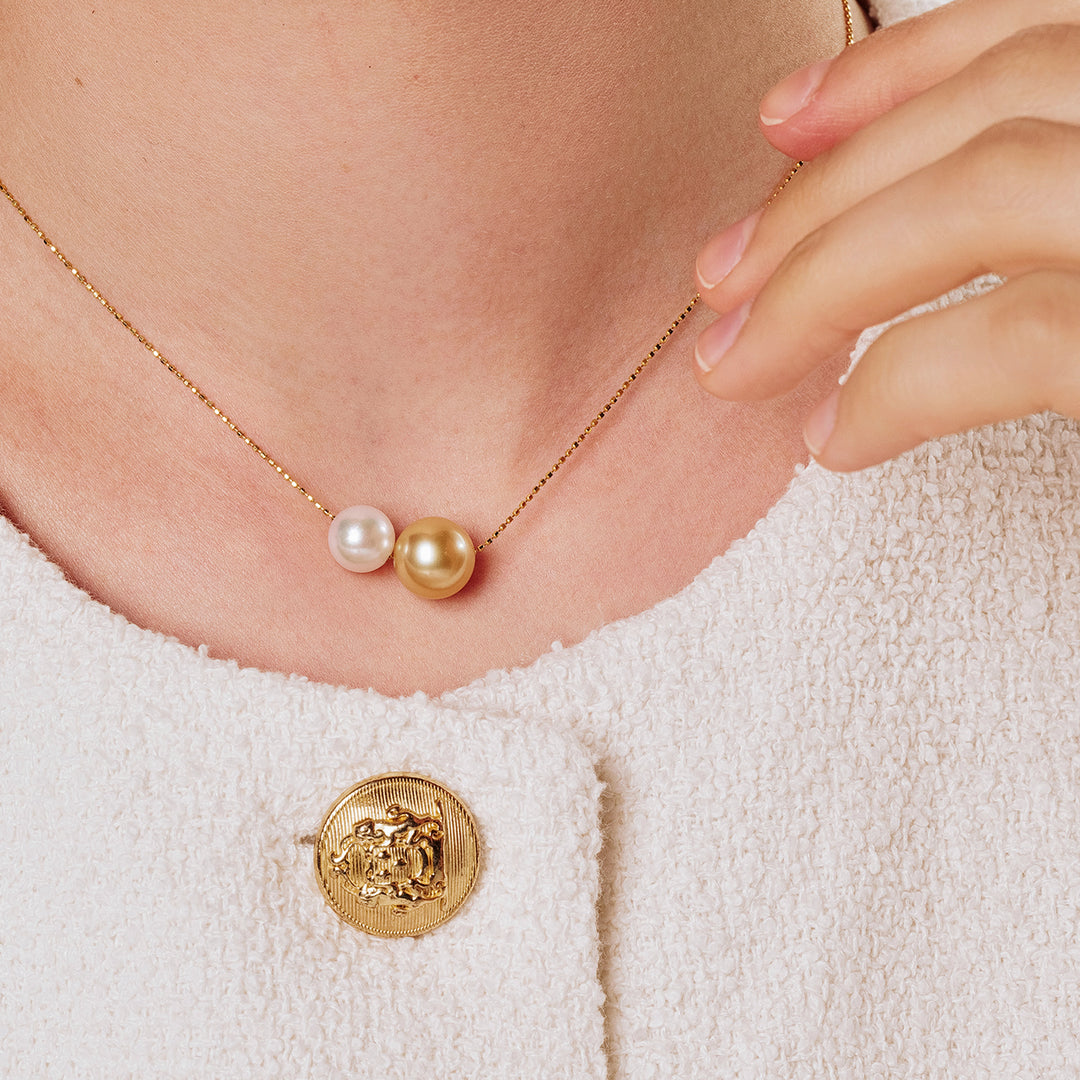 18k Gold South Sea Golden Pearl Necklace KN00222 | HARMONY - PEARLY LUSTRE