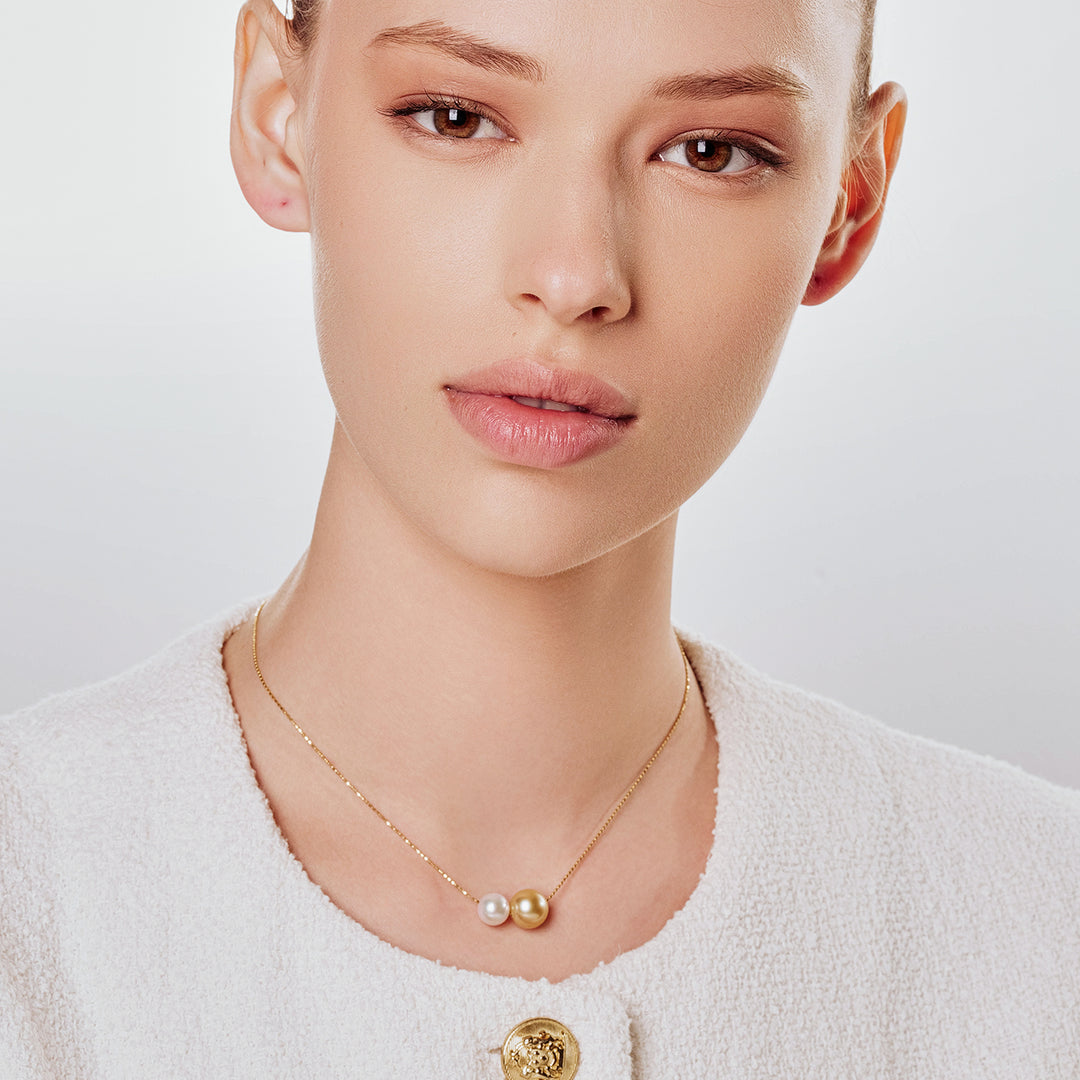 18k Gold South Sea Golden Pearl Necklace KN00222 | HARMONY - PEARLY LUSTRE