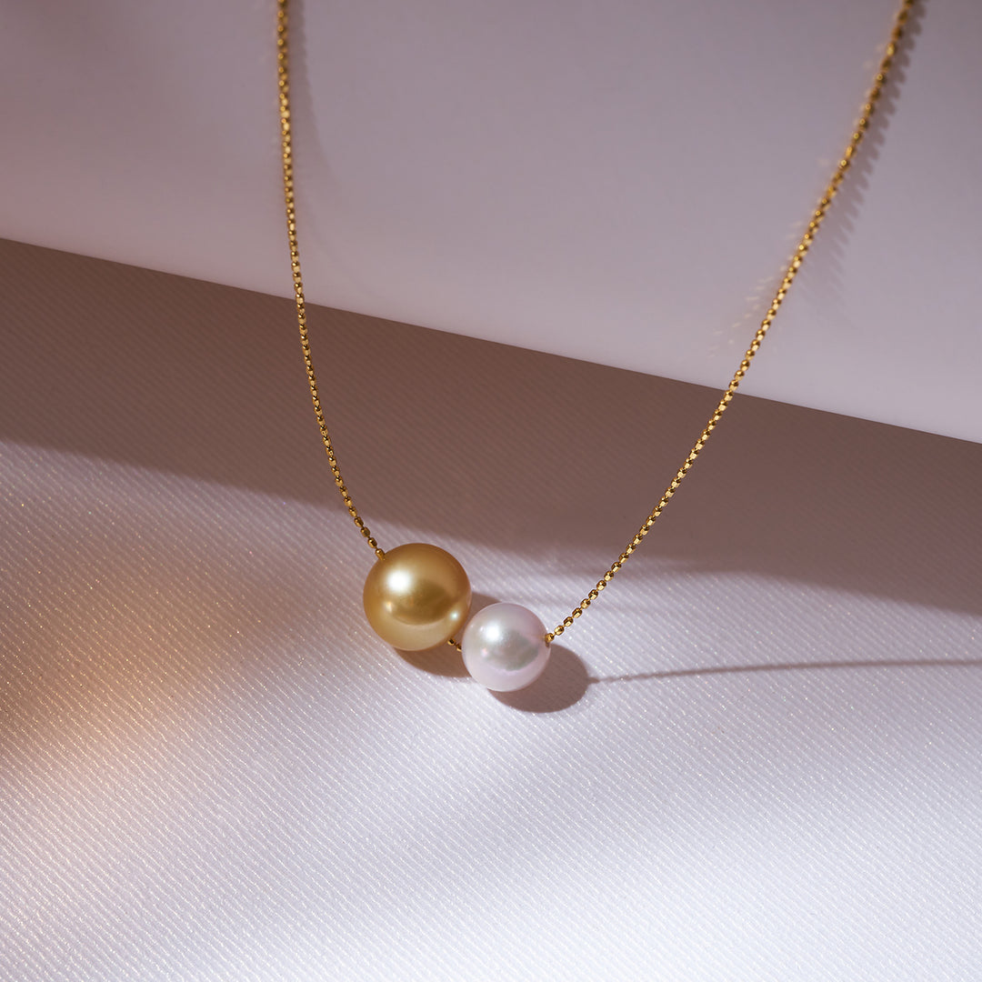 18k Gold South Sea Golden Pearl Necklace KN00222 | HARMONY - PEARLY LUSTRE