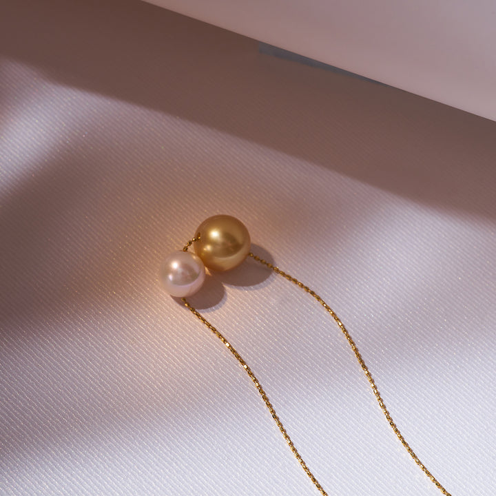 18k Gold South Sea Golden Pearl Necklace KN00222 | HARMONY - PEARLY LUSTRE