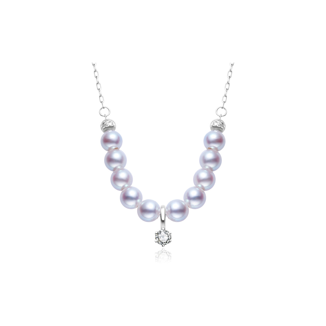18K Solid Gold Silver Blue Akoya Pearl Necklace KN00223 - PEARLY LUSTRE