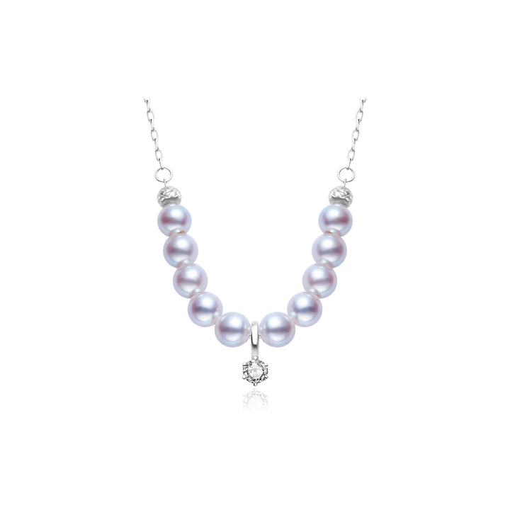 18K Solid Gold Silver Blue Akoya Pearl Necklace KN00223 - PEARLY LUSTRE
