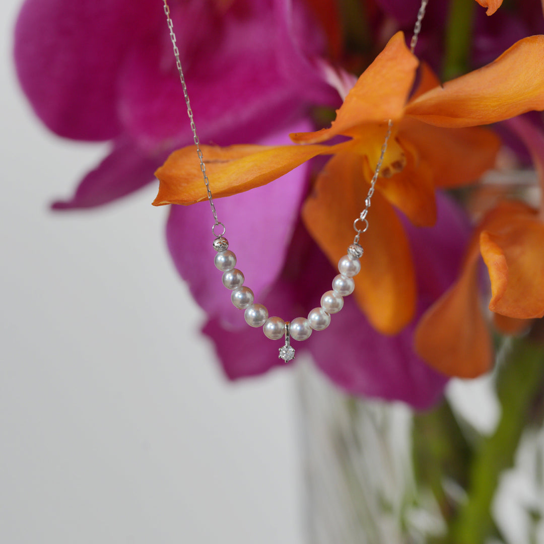 18K Solid Gold Silver Blue Akoya Pearl Necklace KN00223 - PEARLY LUSTRE