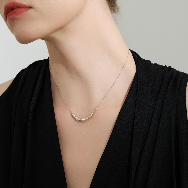18K Solid Gold Silver Blue Akoya Pearl Necklace KN00223 - PEARLY LUSTRE