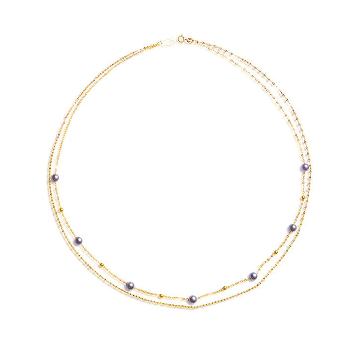 18K Solid Gold Silver Blue Akoya Pearl Necklace KN00224 - PEARLY LUSTRE