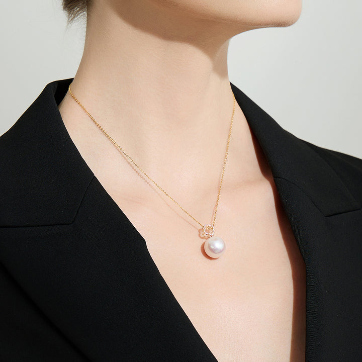 18k Solid Gold Edison Pearl Necklace KN00226 - PEARLY LUSTRE