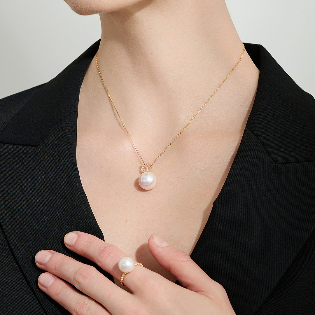 18k Solid Gold Edison Pearl Necklace KN00226 - PEARLY LUSTRE