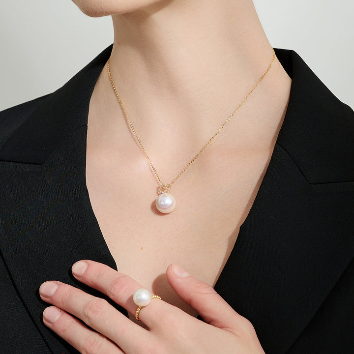 18k Solid Gold Edison Pearl Necklace KN00226 - PEARLY LUSTRE