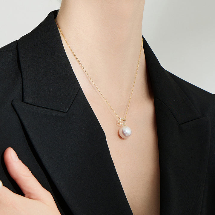 18k Solid Gold Edison Pearl Necklace KN00226 - PEARLY LUSTRE