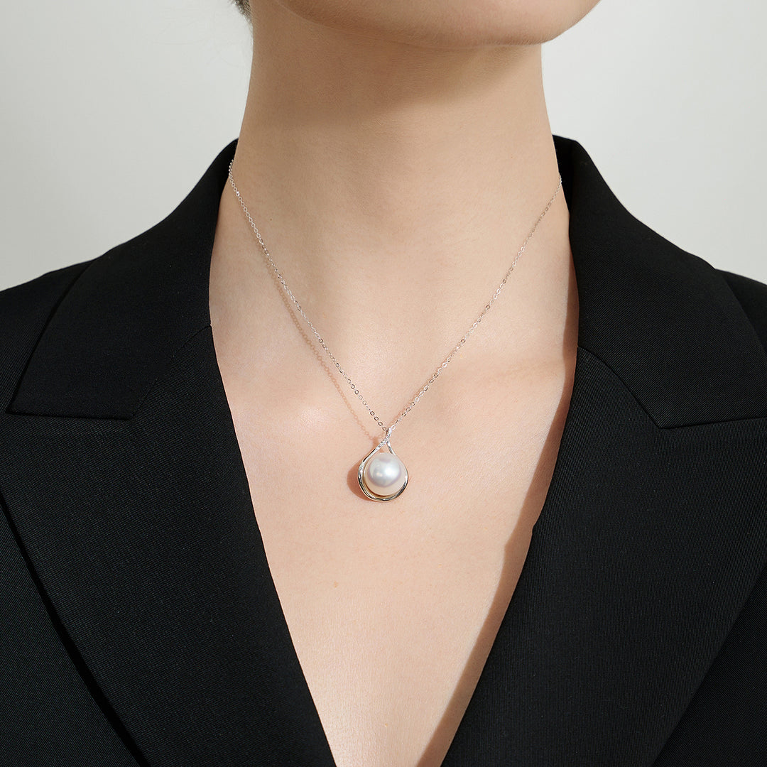 18K Solid Gold Australian White South Sea  Pearl Necklace KN00229 - PEARLY LUSTRE