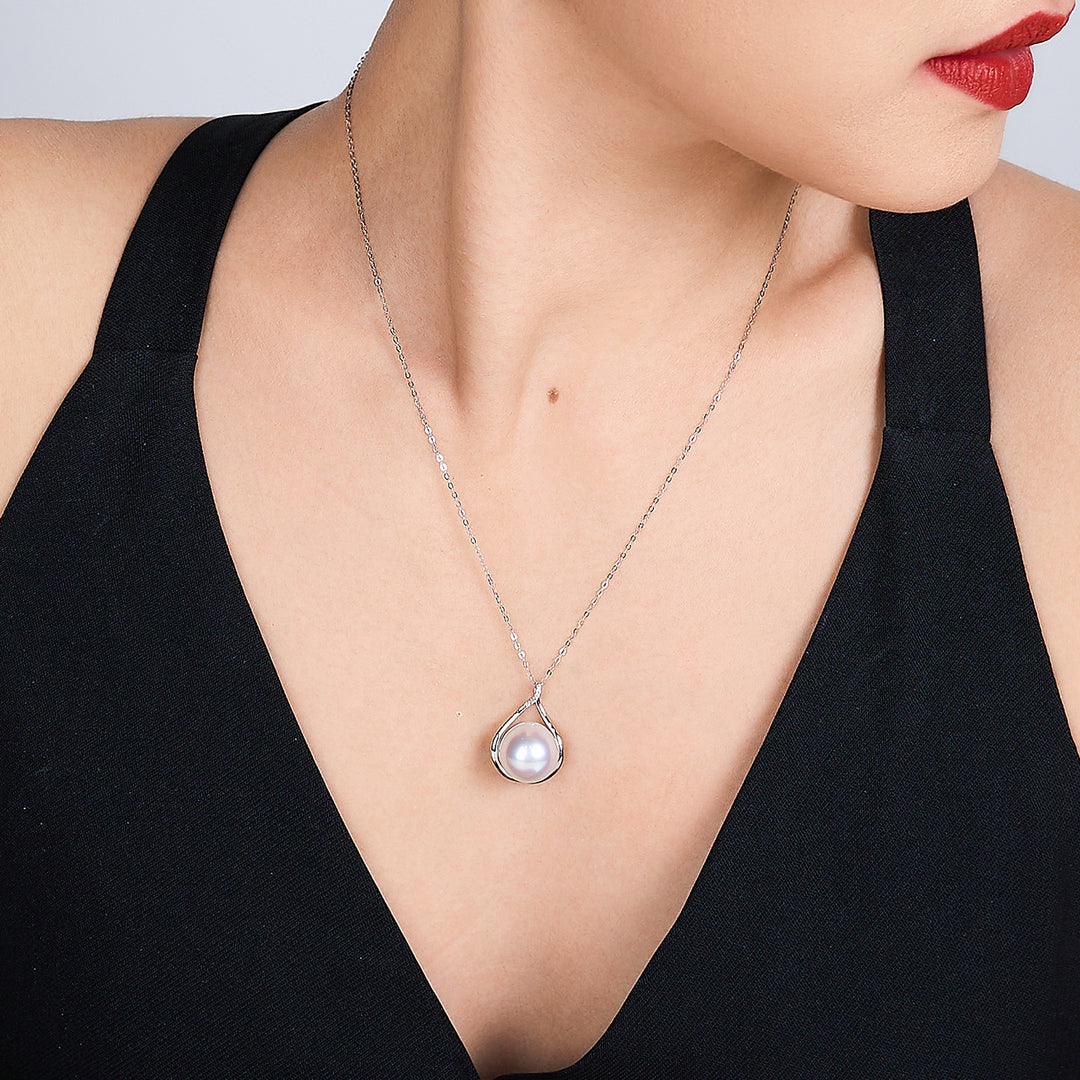 18K Solid Gold Australian White South Sea  Pearl Necklace KN00229 - PEARLY LUSTRE