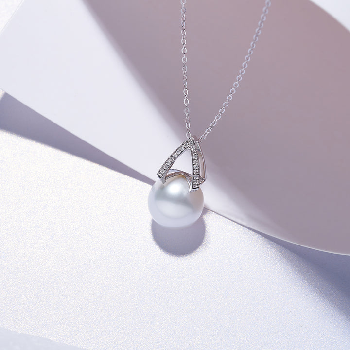 18K Solid Gold Diamond Top Grade Edison Pearl Necklace KN00218 - PEARLY LUSTRE