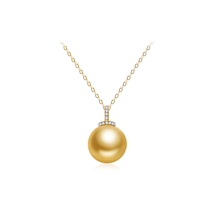 18K Solid Gold 11mm South Sea Golden Pearl Necklace KN00238 - PEARLY LUSTRE