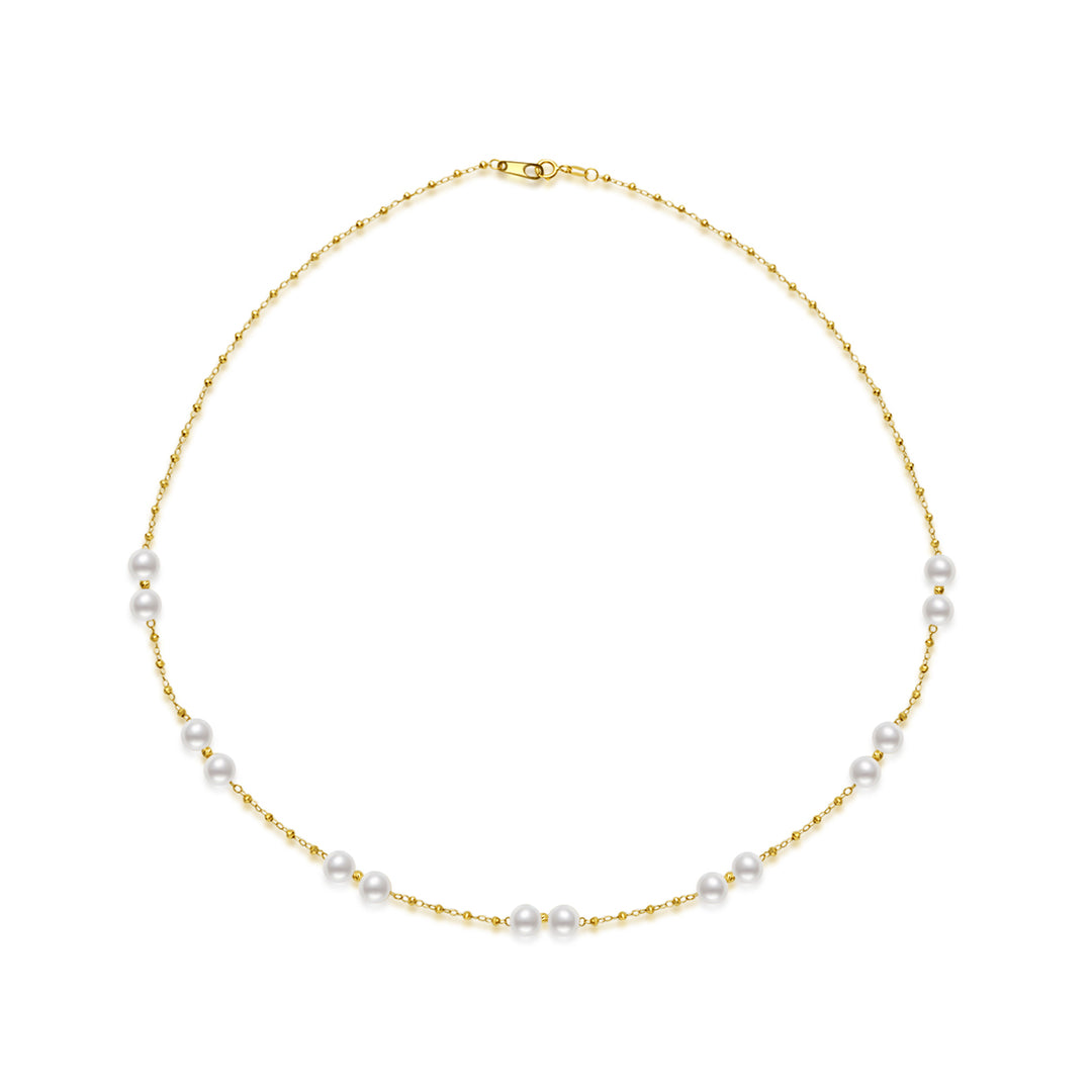 18k Solid Gold Akoya Pearl Necklace KN00242 - PEARLY LUSTRE