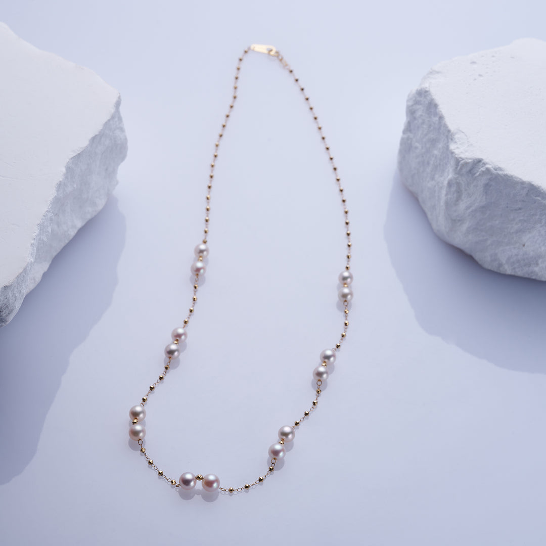 18k Solid Gold Akoya Pearl Necklace KN00242 - PEARLY LUSTRE