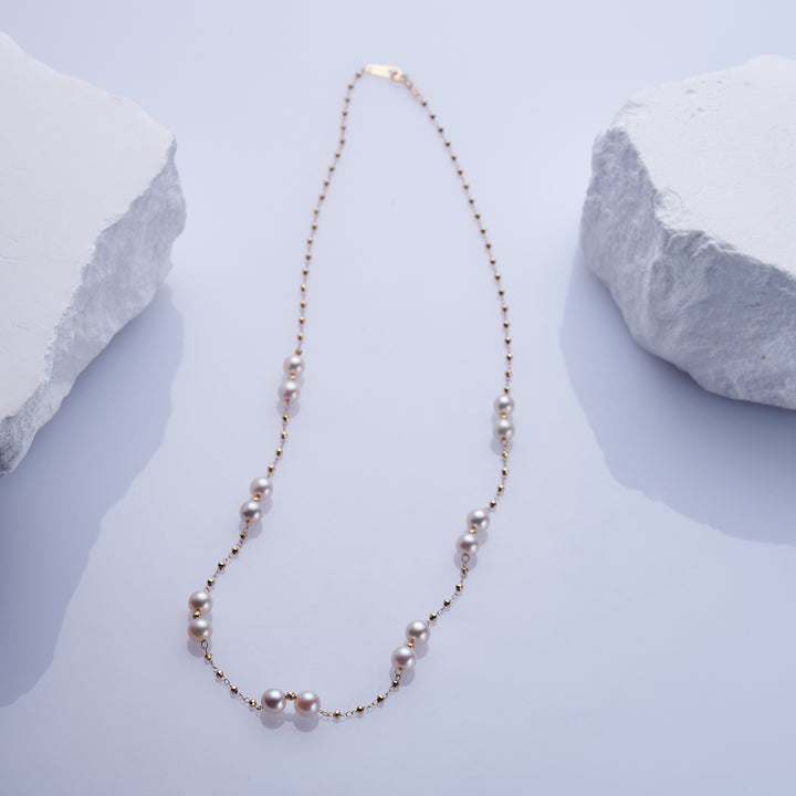 18k Solid Gold Akoya Pearl Necklace KN00242 - PEARLY LUSTRE