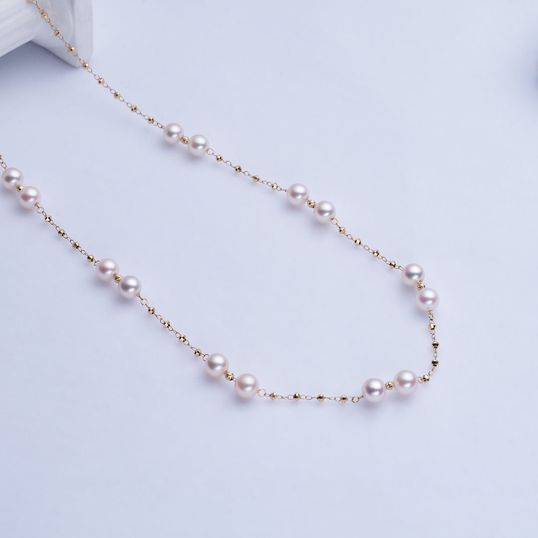 18k Solid Gold Akoya Pearl Necklace KN00242 - PEARLY LUSTRE