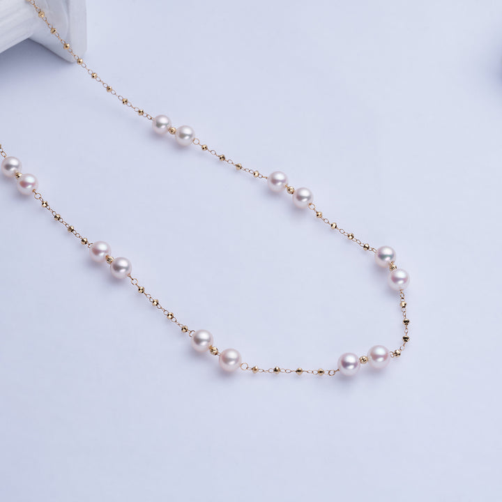 18k Solid Gold Akoya Pearl Necklace KN00242 - PEARLY LUSTRE