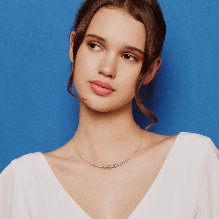 18K Solid Gold Silver Blue Akoya Pearl Necklace KN00250 - PEARLY LUSTRE
