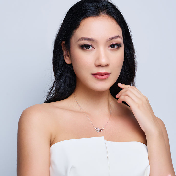 18k Solid Gold Akoya Pearl Necklace KN00257 | FEATHER - PEARLY LUSTRE