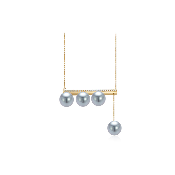 18k Solid Gold Silver Blue Akoya Pearl Necklace KN00266 - PEARLY LUSTRE