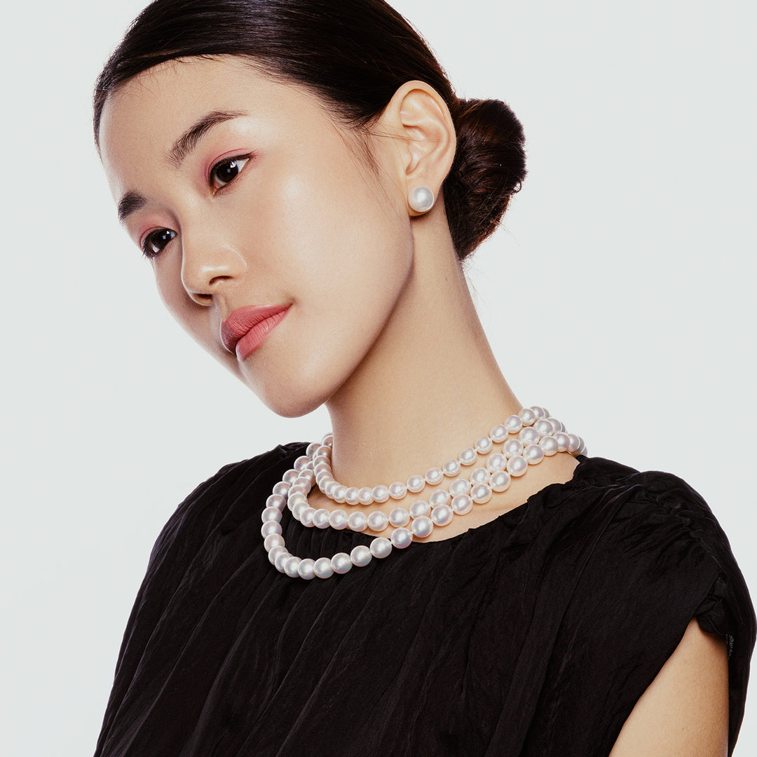 18k Gold Australian White Pearl Necklace KN00268 - PEARLY LUSTRE