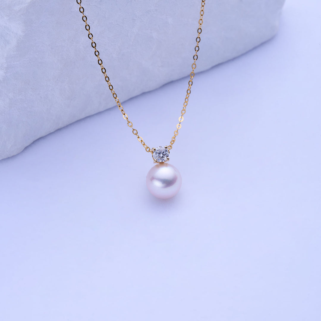 18K Solid Gold Hanadama Akoya Pearl Necklace KN00272 - PEARLY LUSTRE