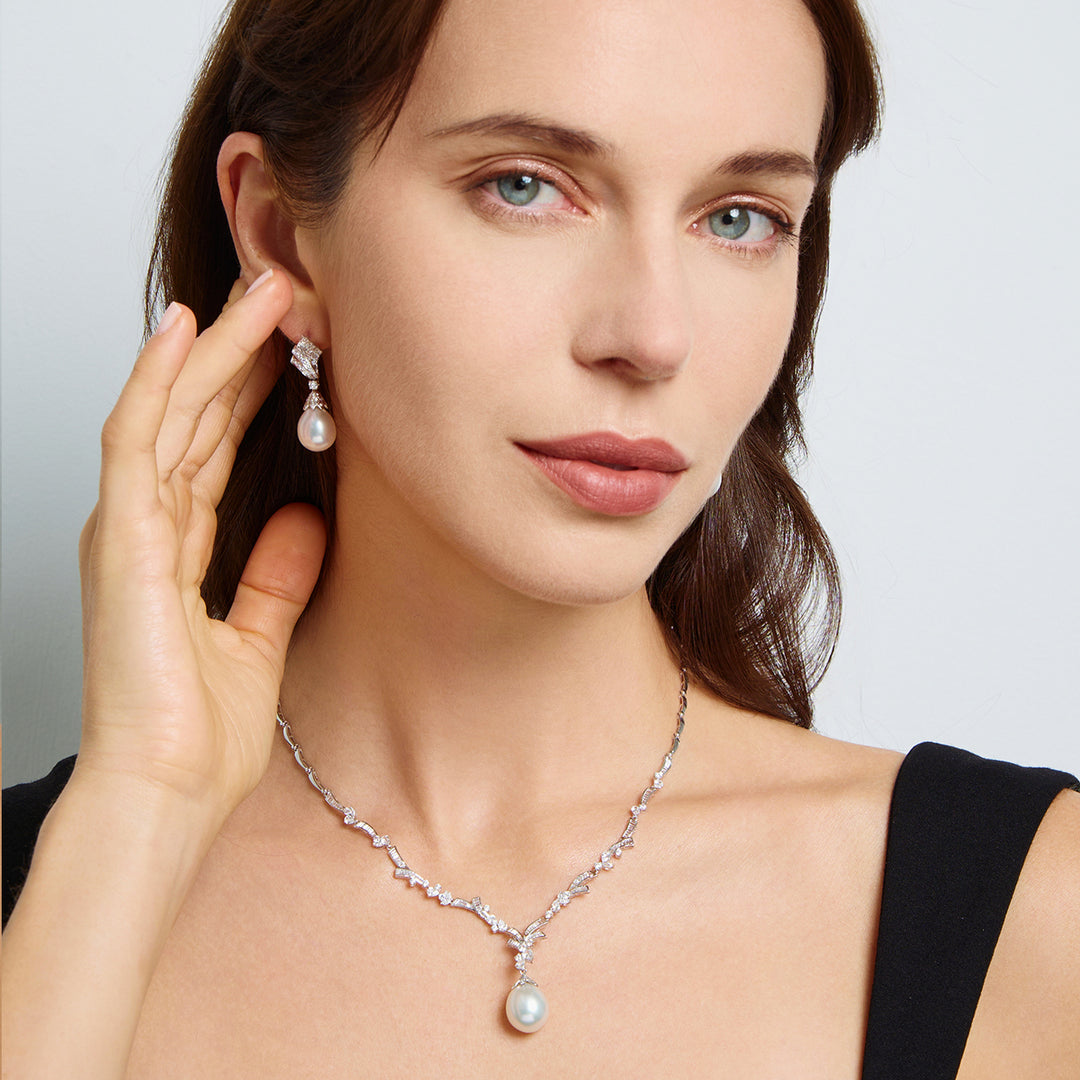 18K Solid Gold Australian White South Sea Pearl Necklace KN00274 - PEARLY LUSTRE