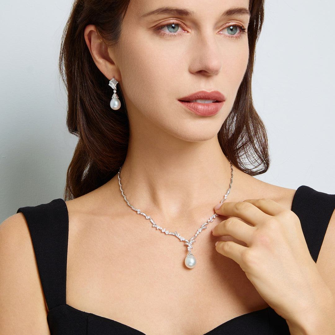 18K Solid Gold Australian White South Sea Pearl Necklace KN00274 - PEARLY LUSTRE