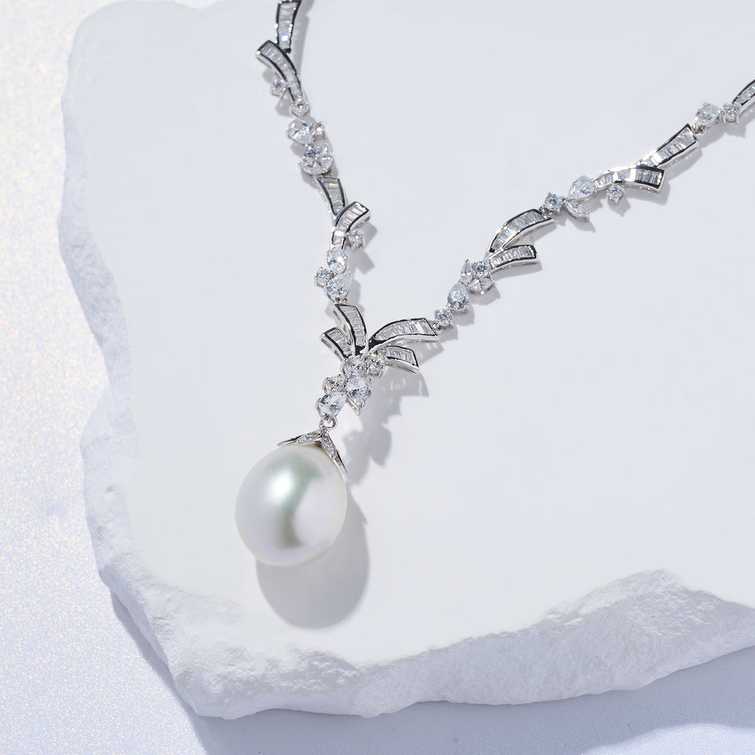 18K Solid Gold Australian White South Sea Pearl Necklace KN00274 - PEARLY LUSTRE