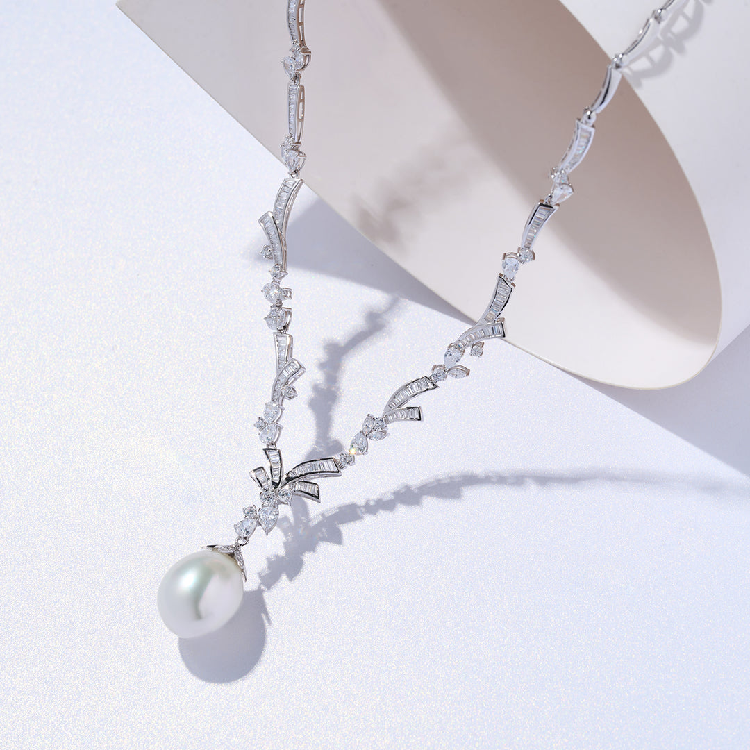 18K Solid Gold Australian White South Sea Pearl Necklace KN00274 - PEARLY LUSTRE