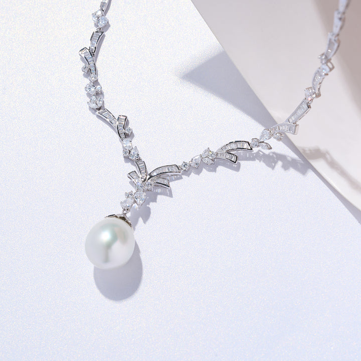 18K Solid Gold Australian White South Sea Pearl Necklace KN00274 - PEARLY LUSTRE