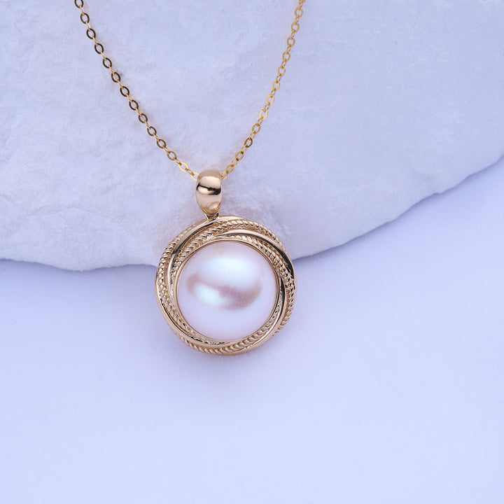 18k Solid Gold Mabe Pearl Necklace KN00276 - PEARLY LUSTRE