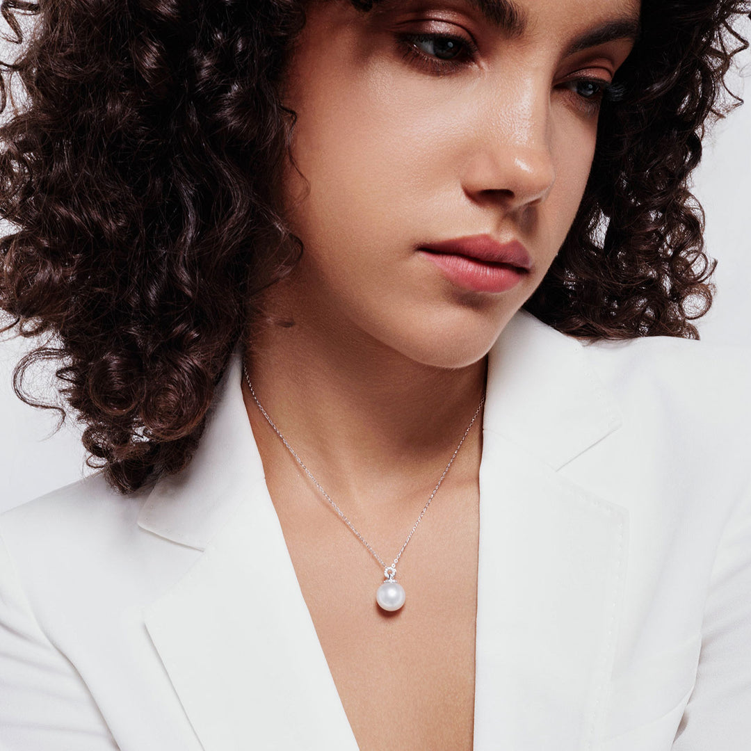 18K Solid Gold Australian White South Sea Pearl Necklace KN00284 - PEARLY LUSTRE