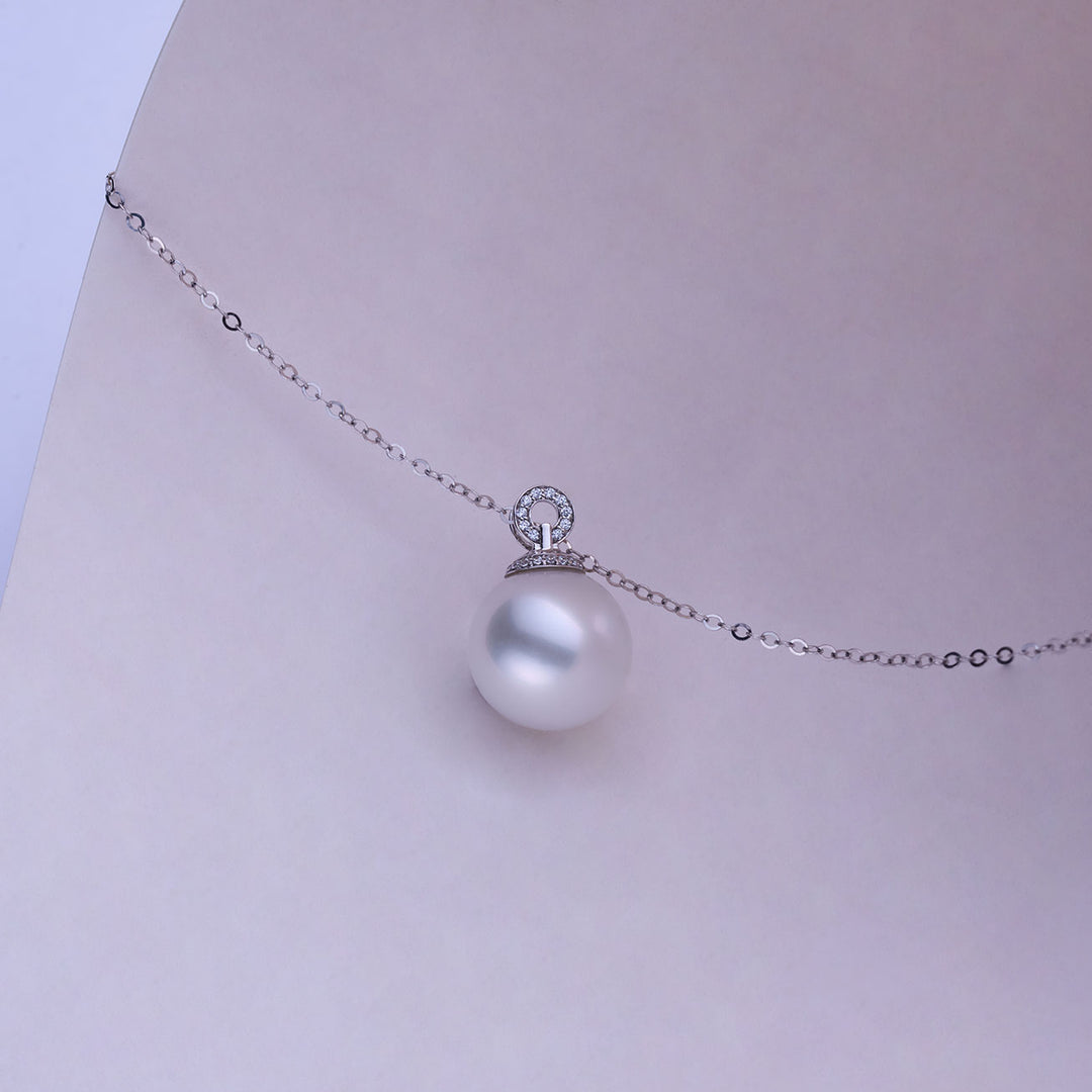 18K Solid Gold Australian White South Sea Pearl Necklace KN00284 - PEARLY LUSTRE