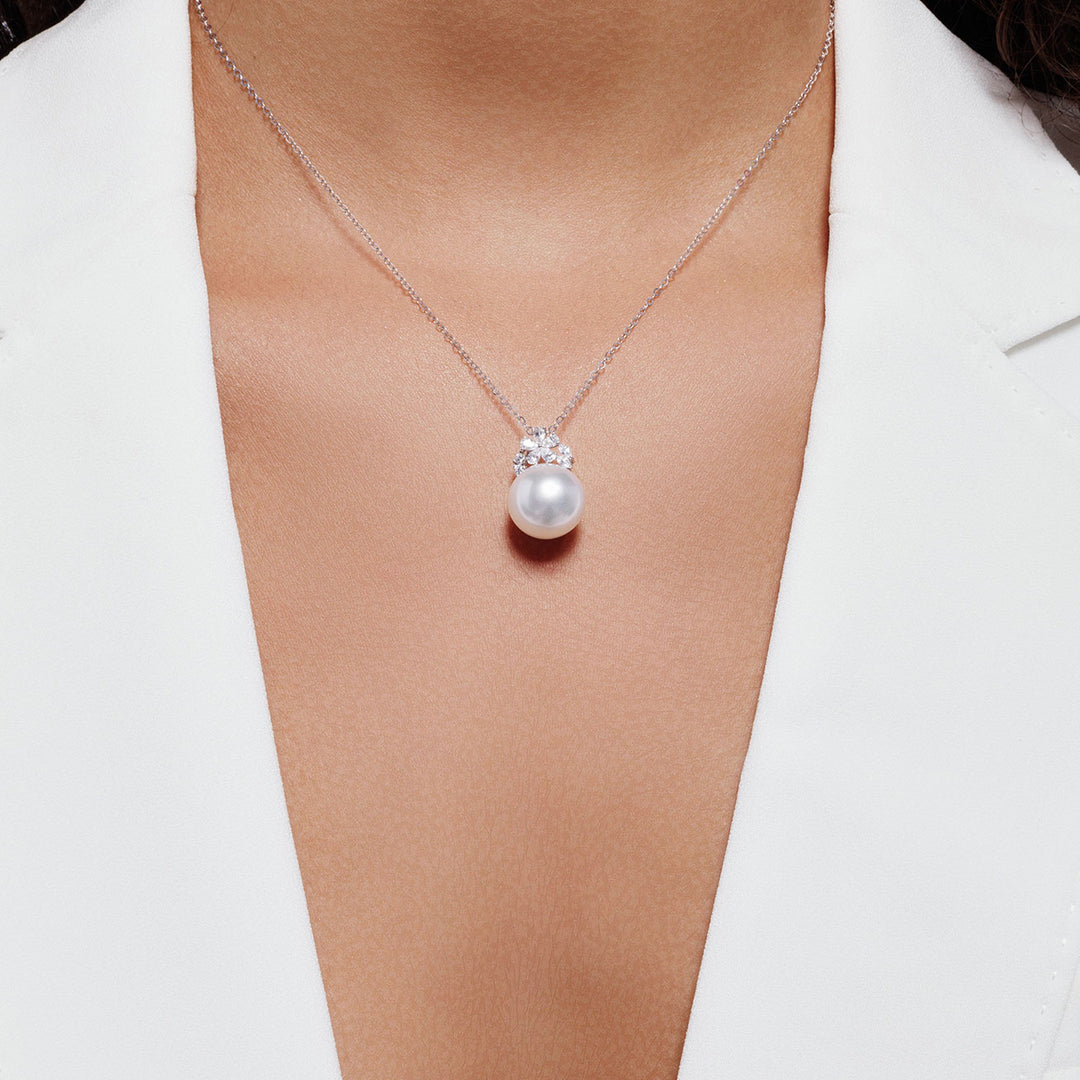 18K Solid Gold Australian White South Sea Pearl Necklace KN00286 - PEARLY LUSTRE