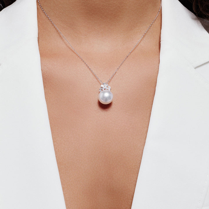 18K Solid Gold Australian White South Sea Pearl Necklace KN00286 - PEARLY LUSTRE