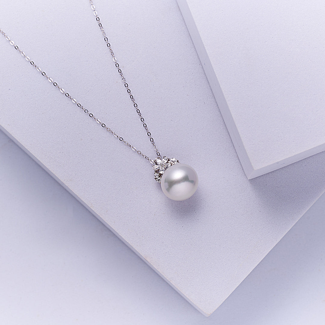18K Solid Gold Australian White South Sea Pearl Necklace KN00286 - PEARLY LUSTRE