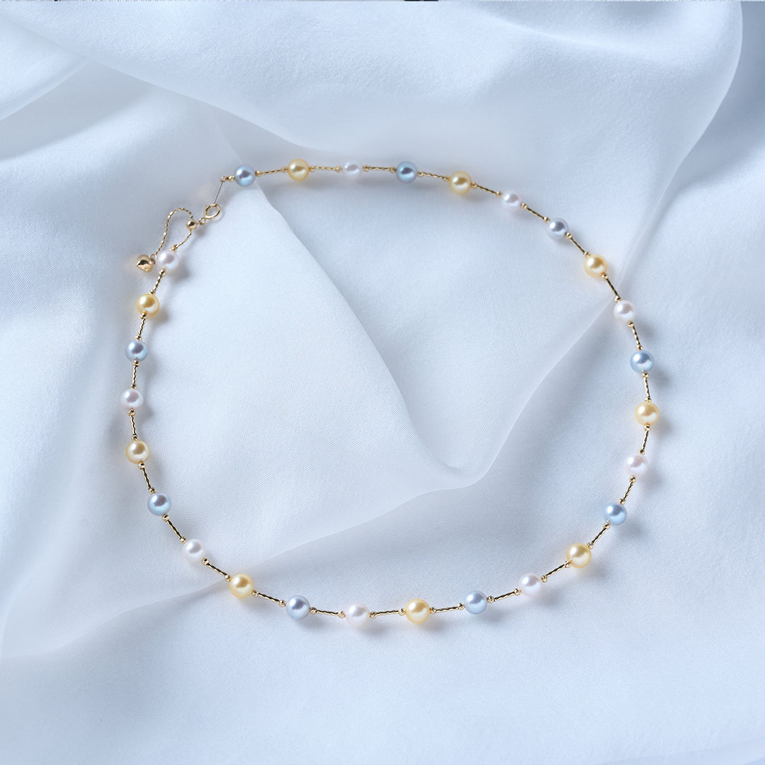 18k Solid Gold Slatwater Pearl Necklace KN00300 | HARMONY - PEARLY LUSTRE