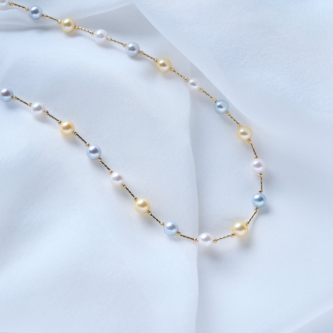 18k Solid Gold Slatwater Pearl Necklace KN00300 | HARMONY - PEARLY LUSTRE