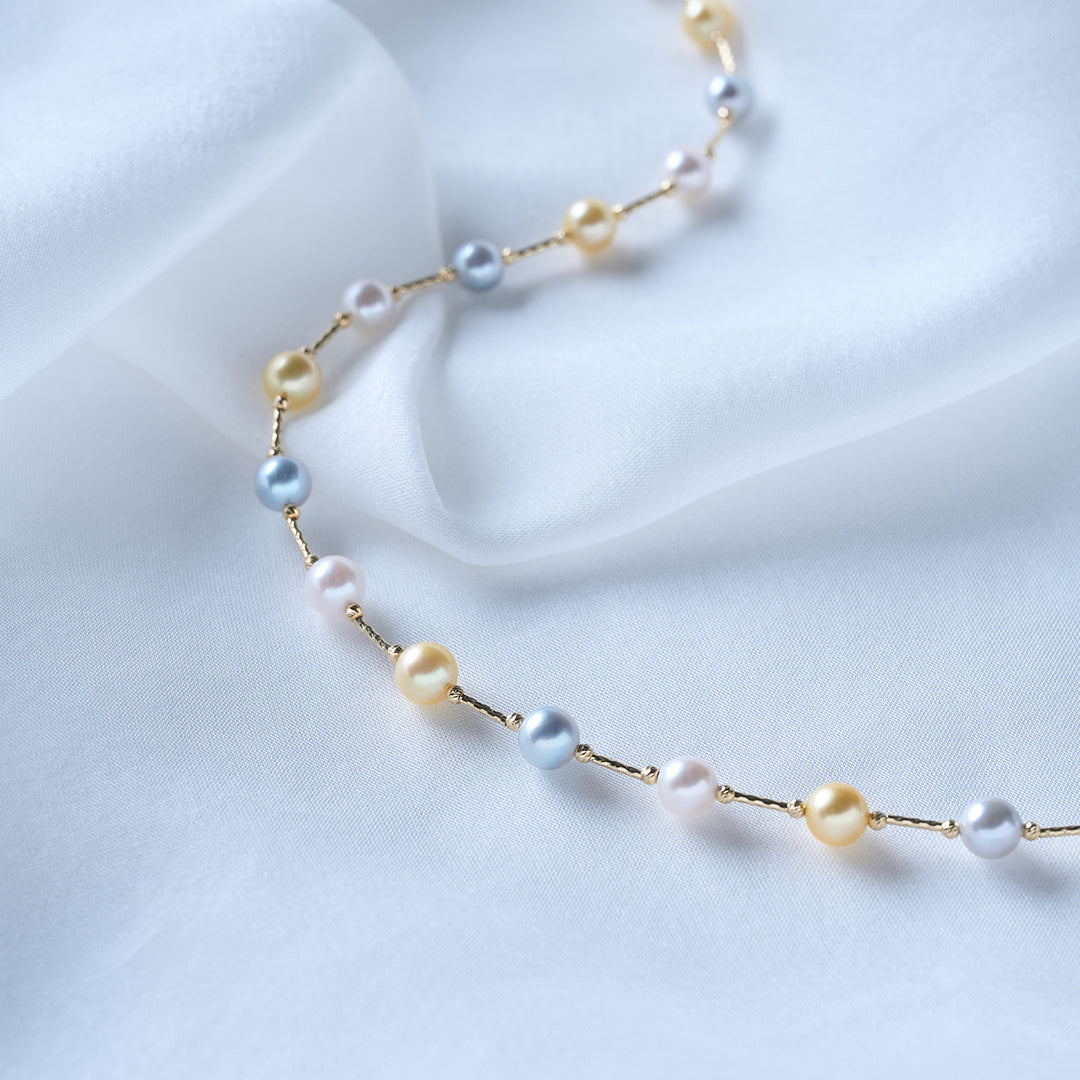 18k Solid Gold Slatwater Pearl Necklace KN00300 | HARMONY - PEARLY LUSTRE